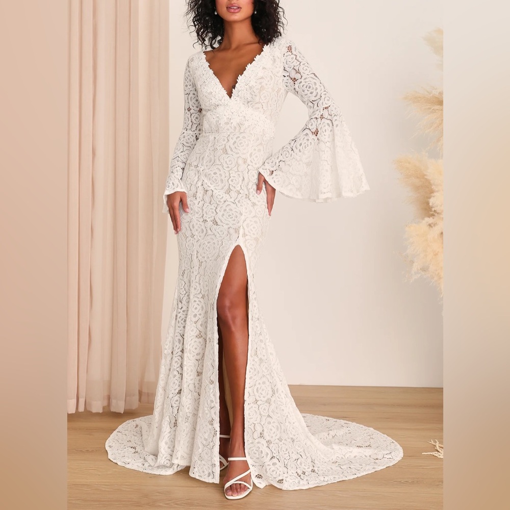 Duchess Ivory Lace Bell Sleeve Maxi Dress